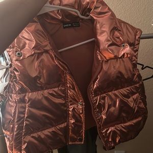 Metallic rose gold puffer vest